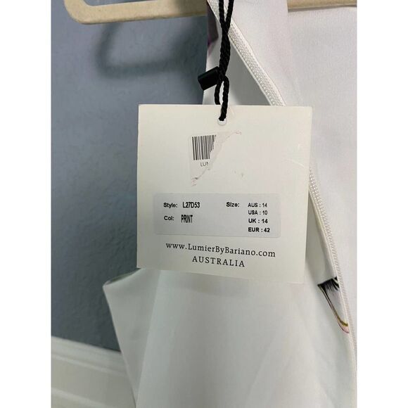 Bariano White Abstract Sleeveless Ruffle Cocktail Dress - Picture 6 of 7